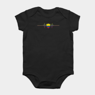 Ecuadorian Flag Baby Bodysuit - Heartbeat Design Ecuadorian Flag Ecuador by MGS Print